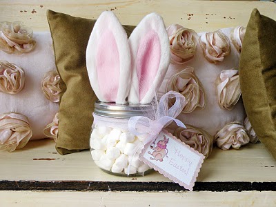 A mason jar craft filled with marshmallows and topped with bunny ears is an easy craft idea you can make and use it as a gift for teacher, mom, sister and anyone else.