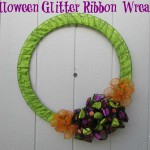 Halloween Glitter Ribbon Wreath Craft. Easy Halloween crafts for adults every woman can make, gift and enjoy as home decor