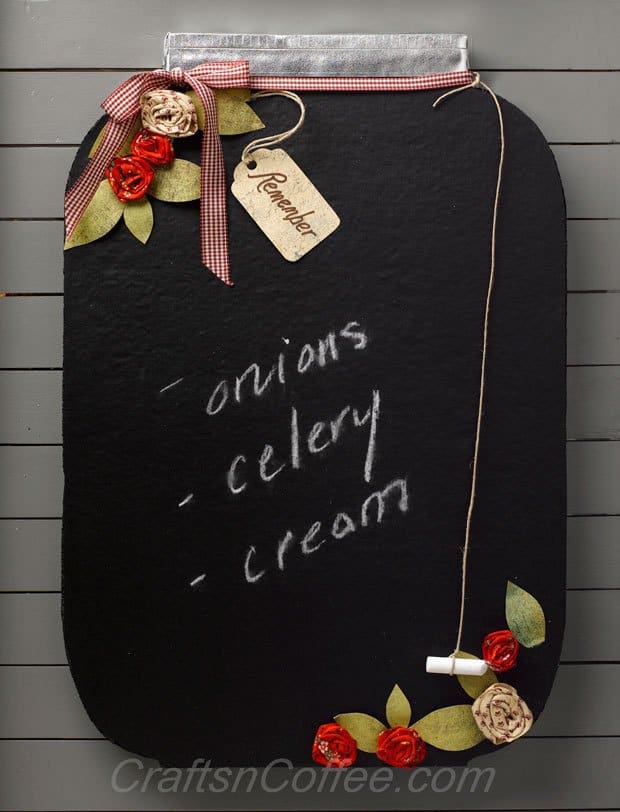 handmade mason jar chalk board