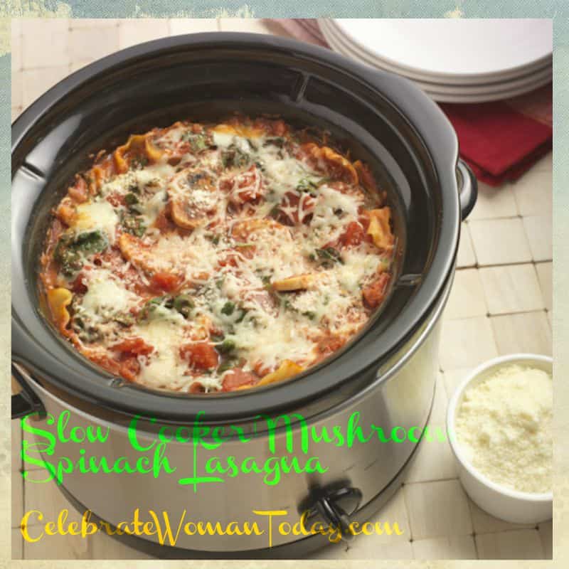 slow cooker mashroom spinach lasagna