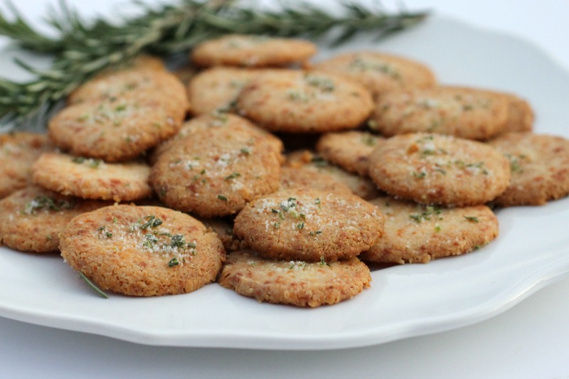 Homemade cheese crackers with rosemary
