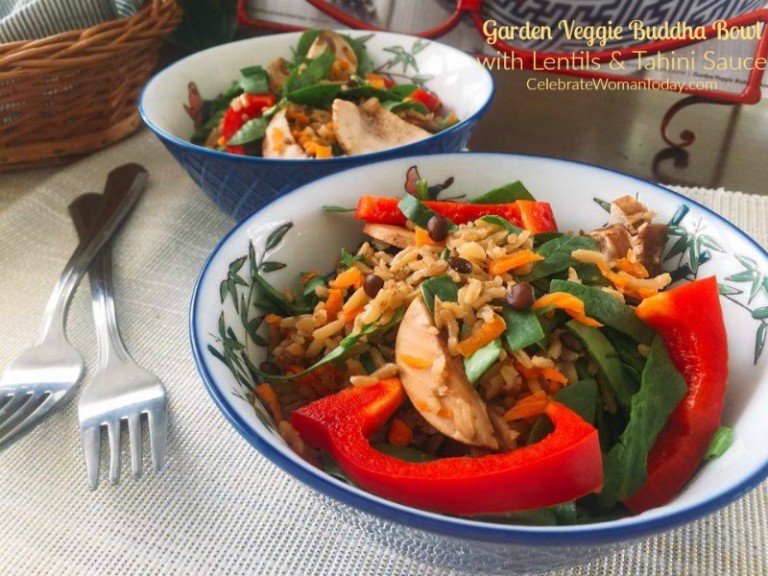 Garden Veggie Buddha Bowl with Lentils & Tahini Sauce