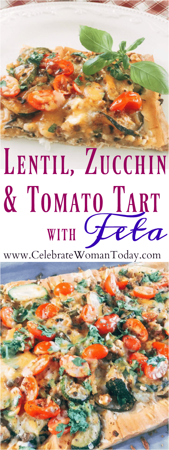 Lentil Zucchini Tomato Tart with Feta