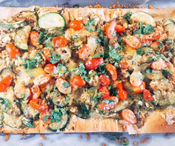 Lentil, Zucchini and Tomato Tart With Feta