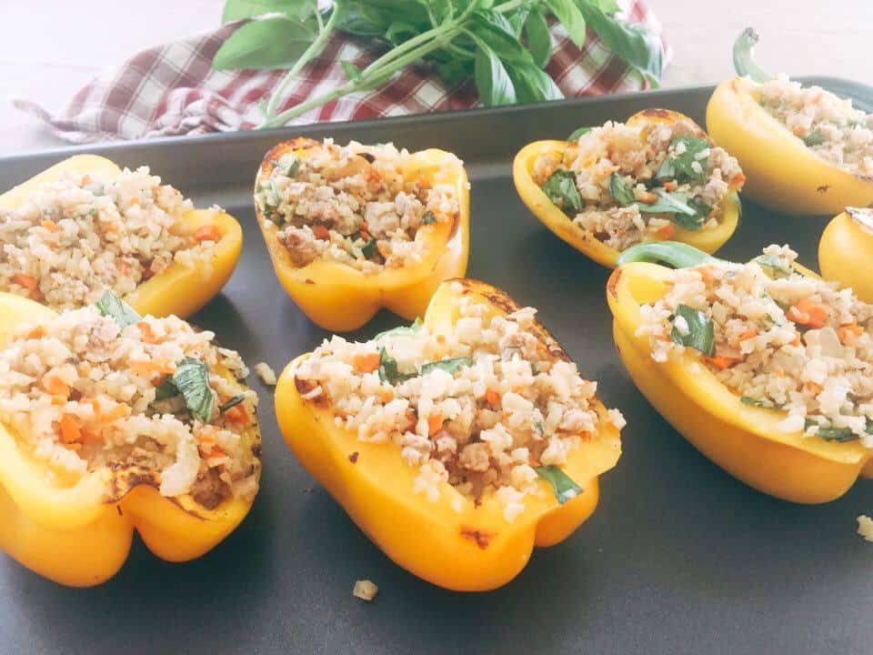 bell peppers stuffed with riced cauliflower