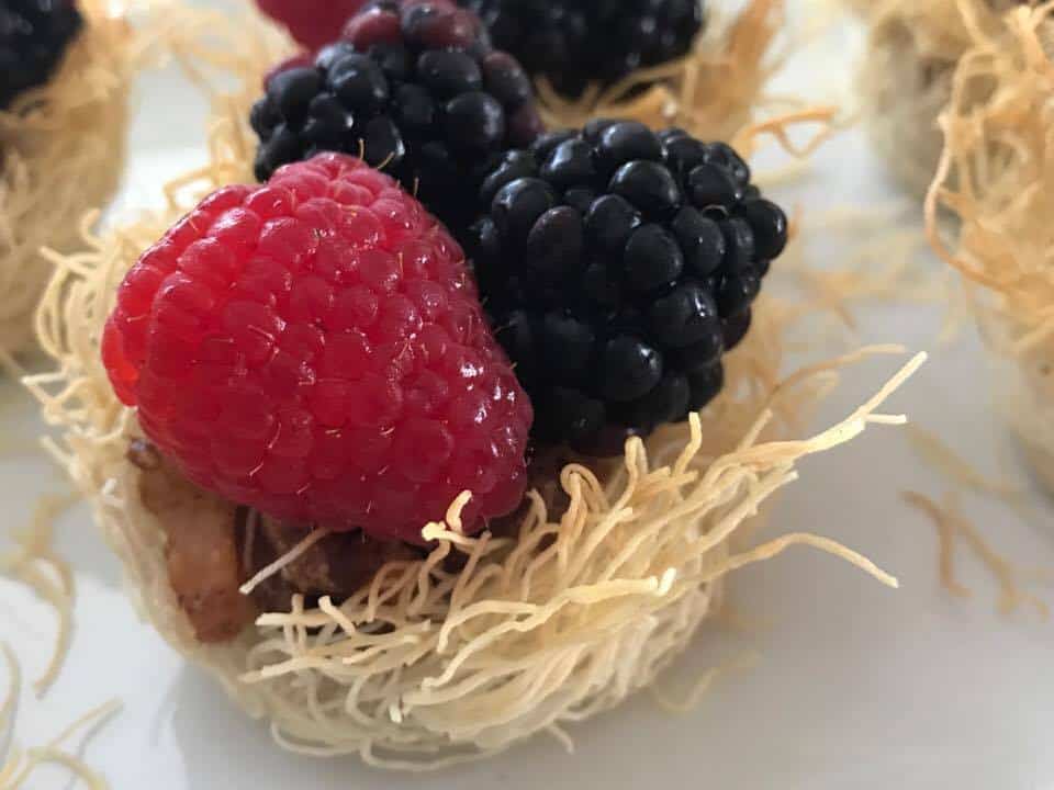 Fruit Baskets with Shredded Pastry Dough