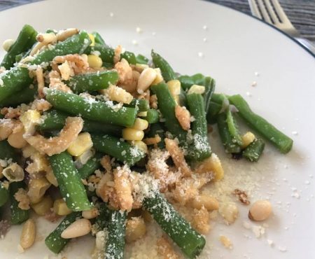 Green Beans Salad With Corn, Pine Nuts And Cranberries