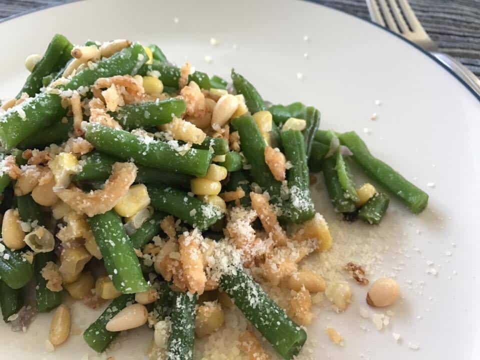 Green Beans Salad with Corn and Pine Nuts