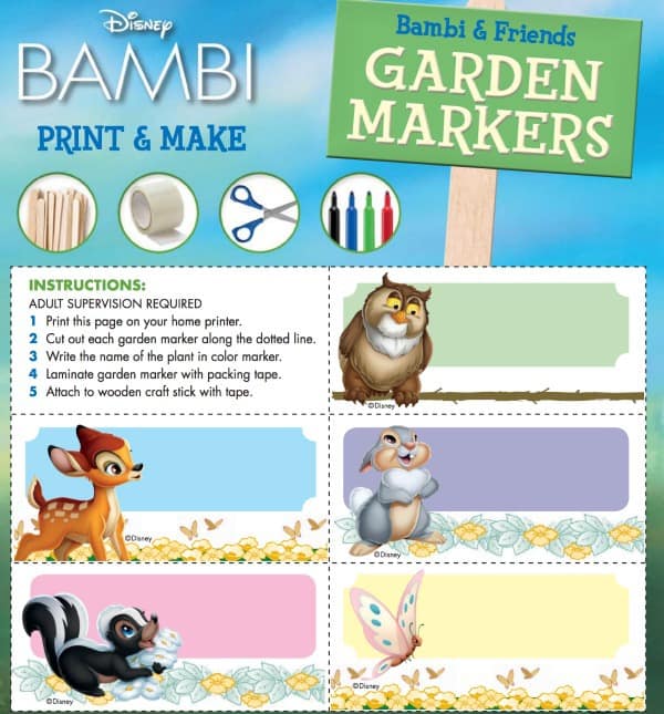 Disney BAMBI Printables, My First Garden Tutorial