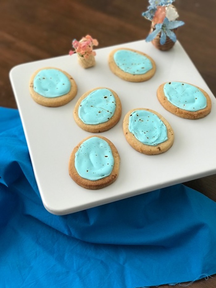 Robin's Egg Blue Speckled Malted Milk Cookies on Display