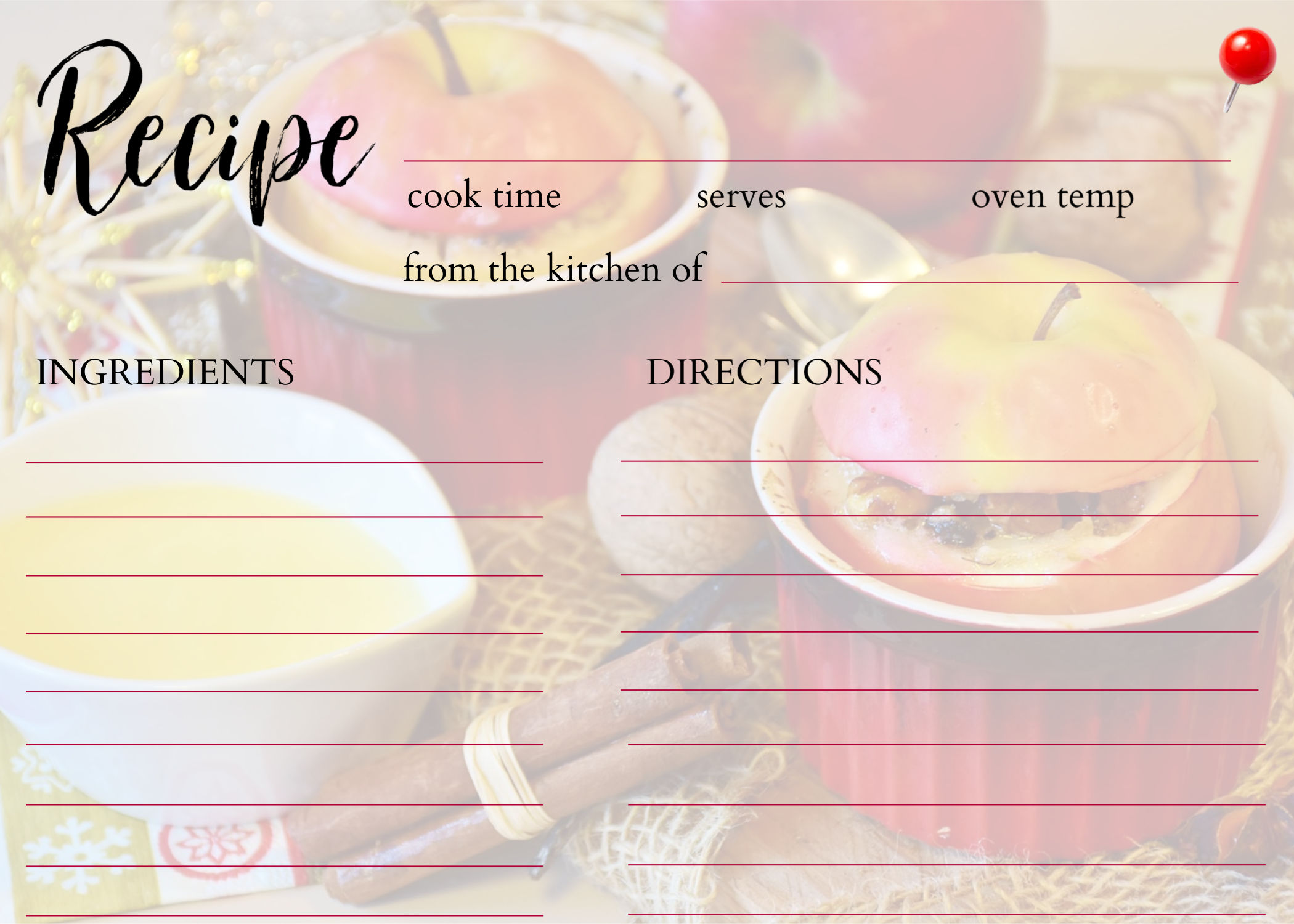 Colorful and simple recipe card for your Thanksgiving dinner. Gift it with your recipe or print out on carton stock for personal use.