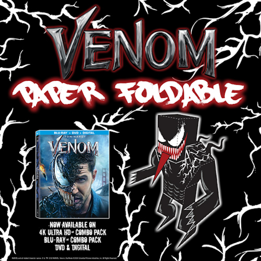 FREE VENOM Printable for your paper foldable DIY craft #Venom #printable #DIY #freeprintable