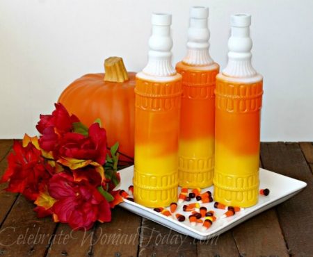 Looking For An Easy Fall And Halloween Craft? Make Candy Corn Wine Bottles!