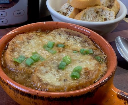 Homemade French Onion Soup in Slow Cooker Crock Pot