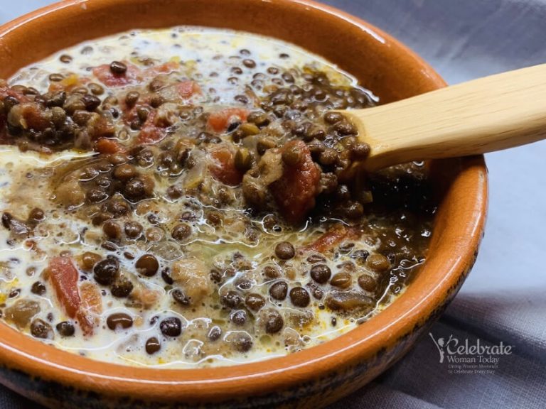 Black Beluga Lentils Vegan Dal recipe plated
