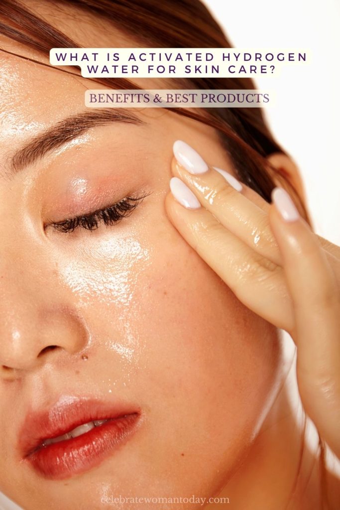 woman using hydrogen water skincare product