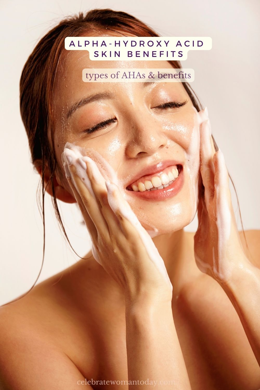 AHA skin benefits as shown on woman's skin