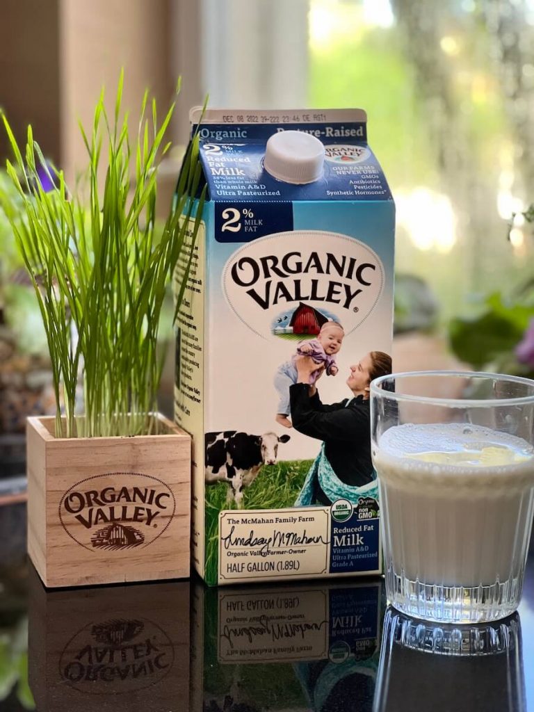 glass with organic valley milk