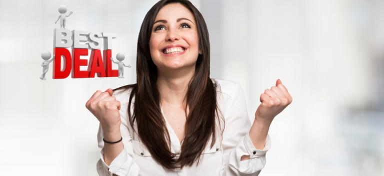 Amazon deals happy woman