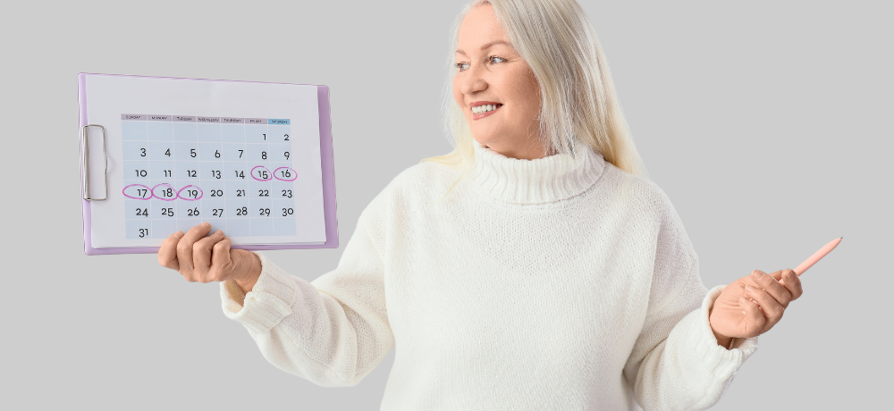 menopause woman with calendar