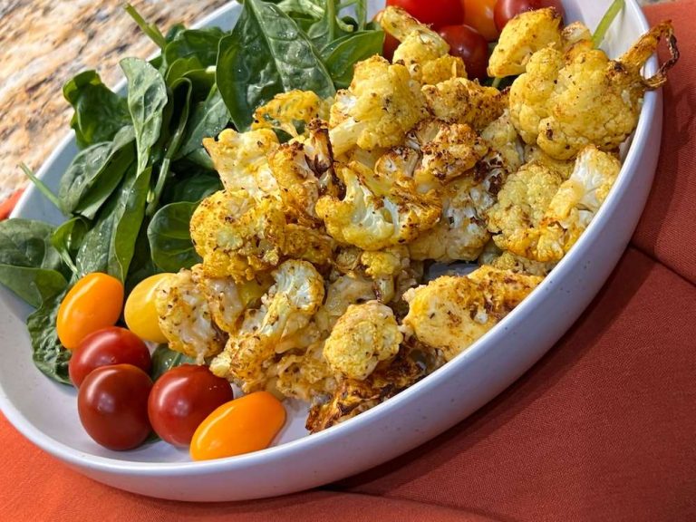 air fryer roasted cauliflower florets recipe