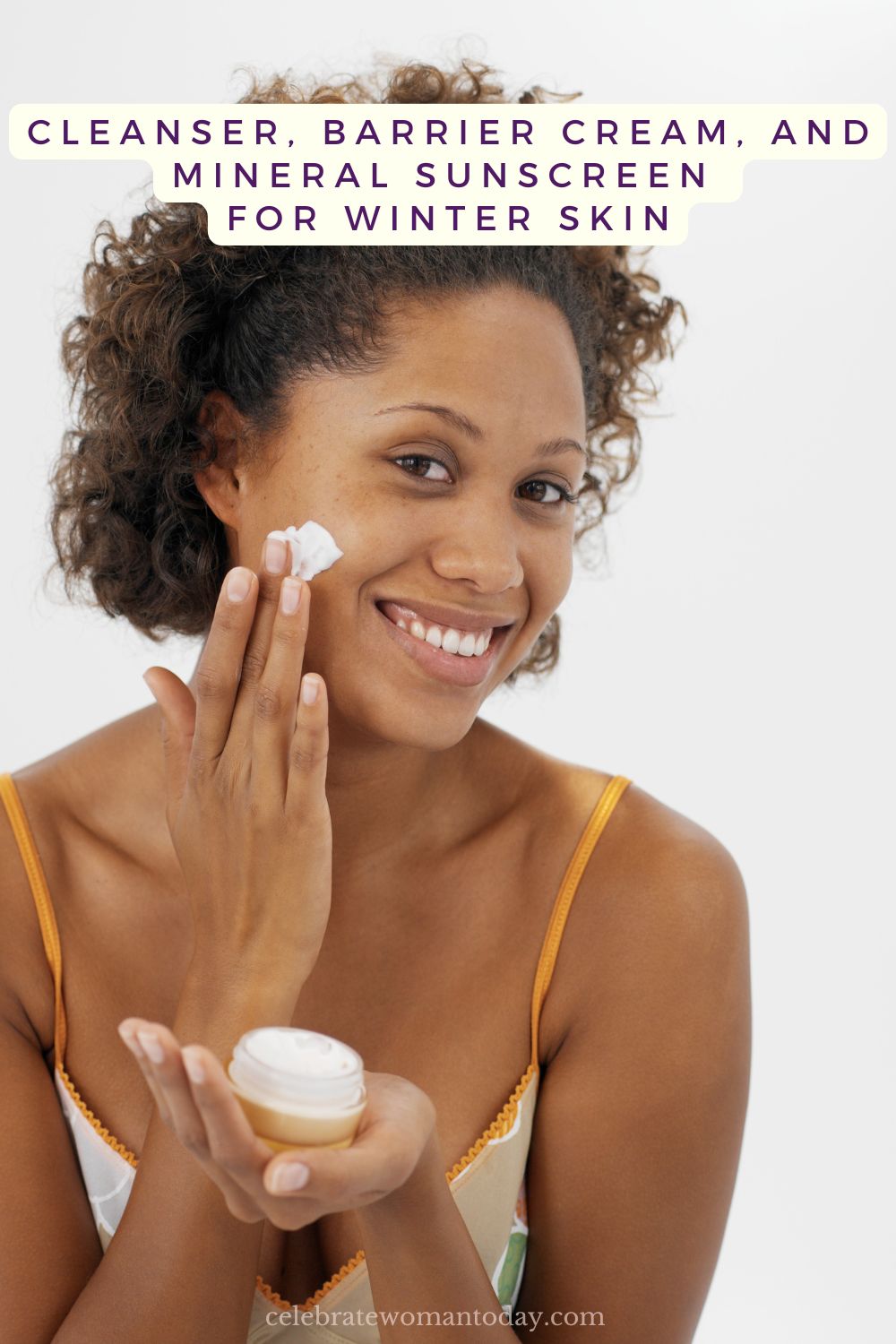 Cleanser, barrier cream, and mineral sunscreen for winter skin